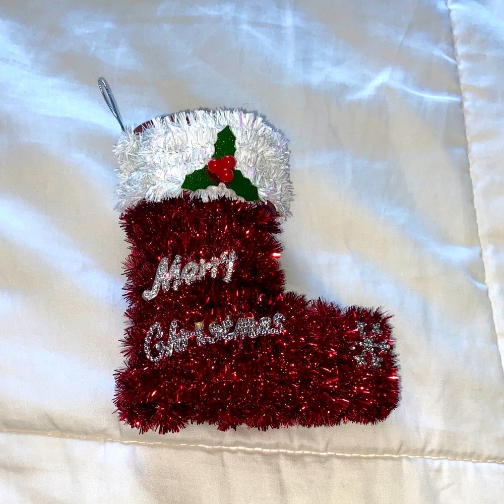 Festive Red and White Christmas Stocking Decoration